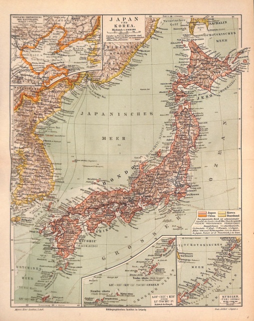 Japan, Map of Japan, 1895